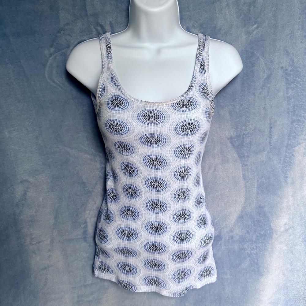 Jockey blue, black, gray & white patterned tank top, ribbed cotton